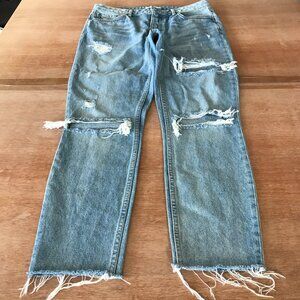 Grlfrnd Karolina Jeans Women 29 Blue High Rise Distressed Button Fly Raw Hem